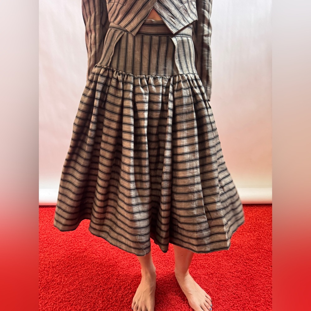 Vivienne Westwood Anglomania 2014 NWT STRIPE SET/LINEN SOFT CORSET+SKIRT IT42 - Picture 8 of 14